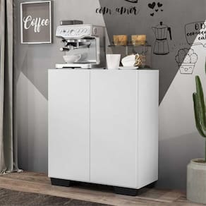Aparador Cantinho do Café com Pés Quadrados e 2 Portas Multimóveis Branco/Preto