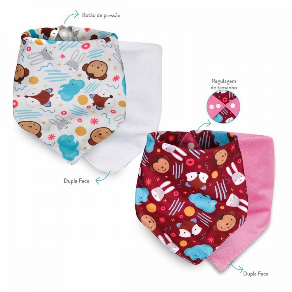 BABADOR DECORADO - 0/6M - BANDANA - 2 UNID.  - Baby Go Natureza