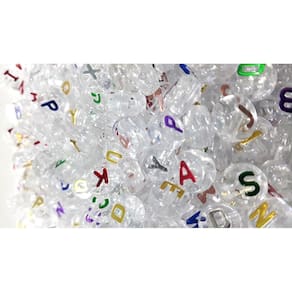 Letrinhas redonda transparentes Letras metalizadas coloridas