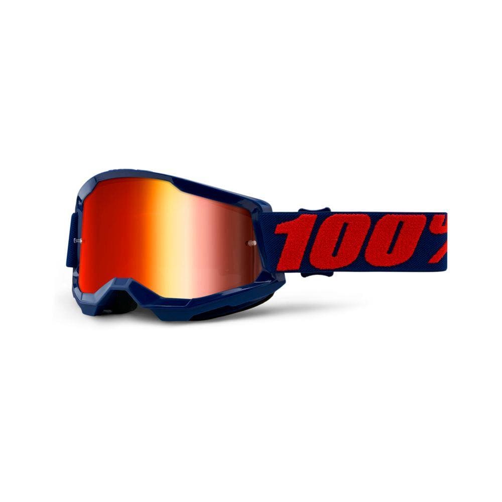 Oculos Motocross Trilha 100% Strata 2 Espelhado Masego Azul