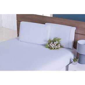 Jogo Lençol 4 Peças Cama Viúva(1,88m x 1,28m x 30alt) Percal 200 Fios Branco