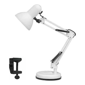 Luminaria pixar Mesa garra Articulada Escritorio regulavel 2 em 1 Leitura Base metal Articulavel Branca