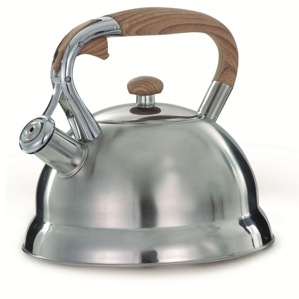 Chaleira 3L, Inox Cor Prata - Indução - Moderna - Alça Bambu