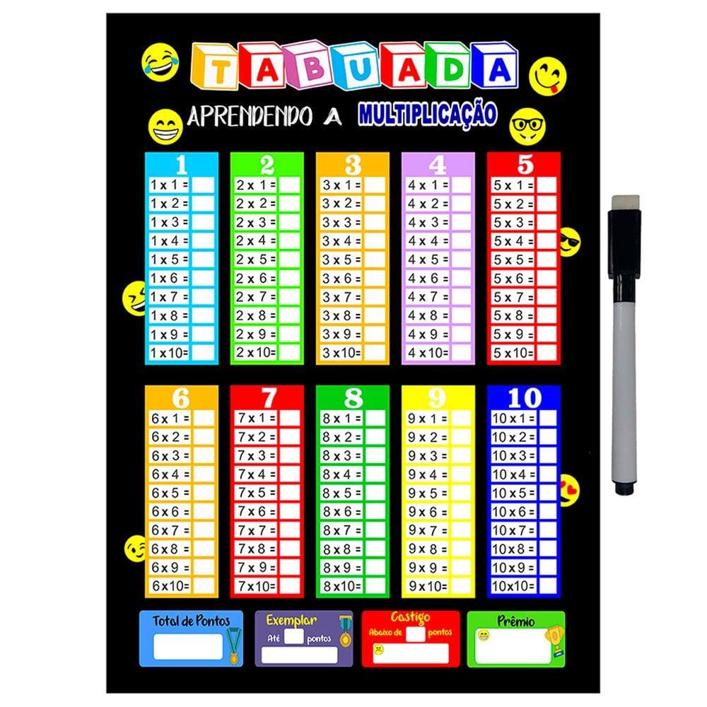 TABUADA PARA IMPRIMIR: Multiplicação, Adição, Subtração e Divisão