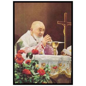 Quadro Decorativo Religioso São Padre Pio de Pietrelcina 30x42cm com moldura e vidro