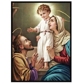 Quadro Decorativo Religioso Jesus Maria e José Família de Nazaré 30x40cm com moldura e vidro