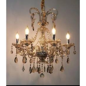 Lustre Cristal Legítimo K9 6 Braços Conhaque -1204-6C