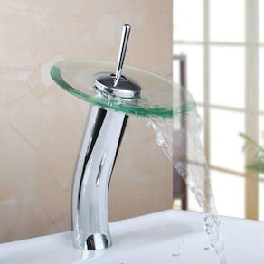 Torneira Vidro Redondo com Misturador Monocomando Cascata Alta