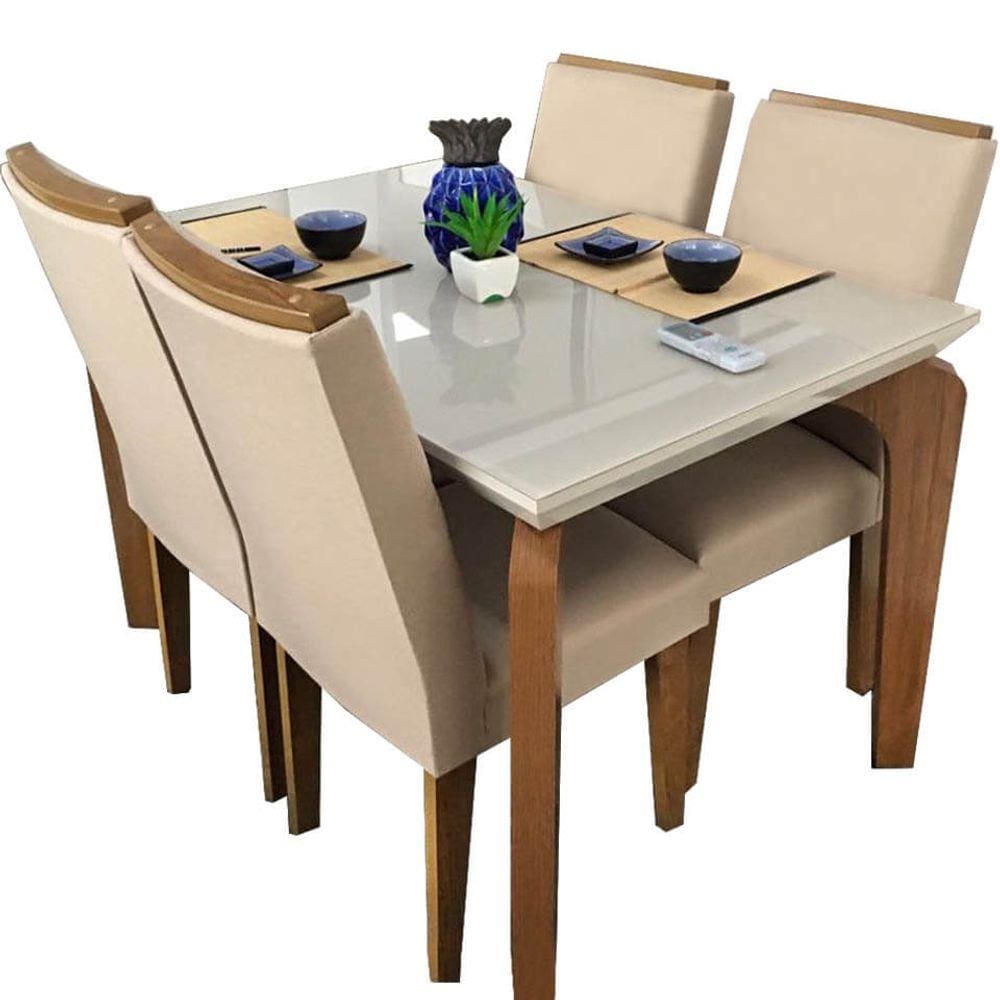 Conjunto Mesa Jantar 6 Cadeiras Topázio Dobuê Imbuia/C