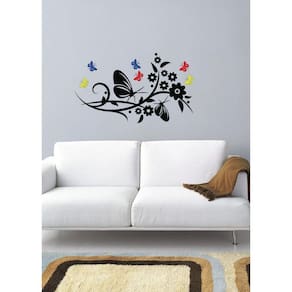 Adesivo Decorativo de parede Floral com Borboletas decoração