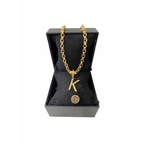Colar Feminino Elo Português Grosso 6mm Letra "K"