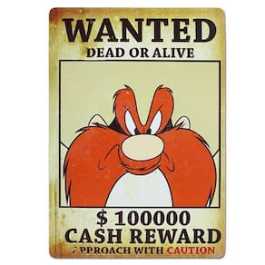 Placa Decorativa em Alumínio - Procurado Eufrazino Looney Tunes Wanted