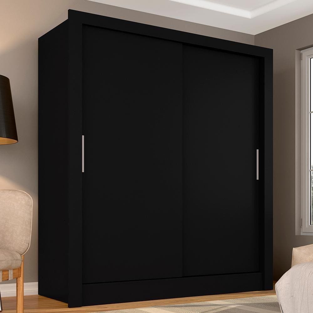 Guarda Roupa Solteiro Paloma 2 Portas Preto Fosco - Moveis Arapongas