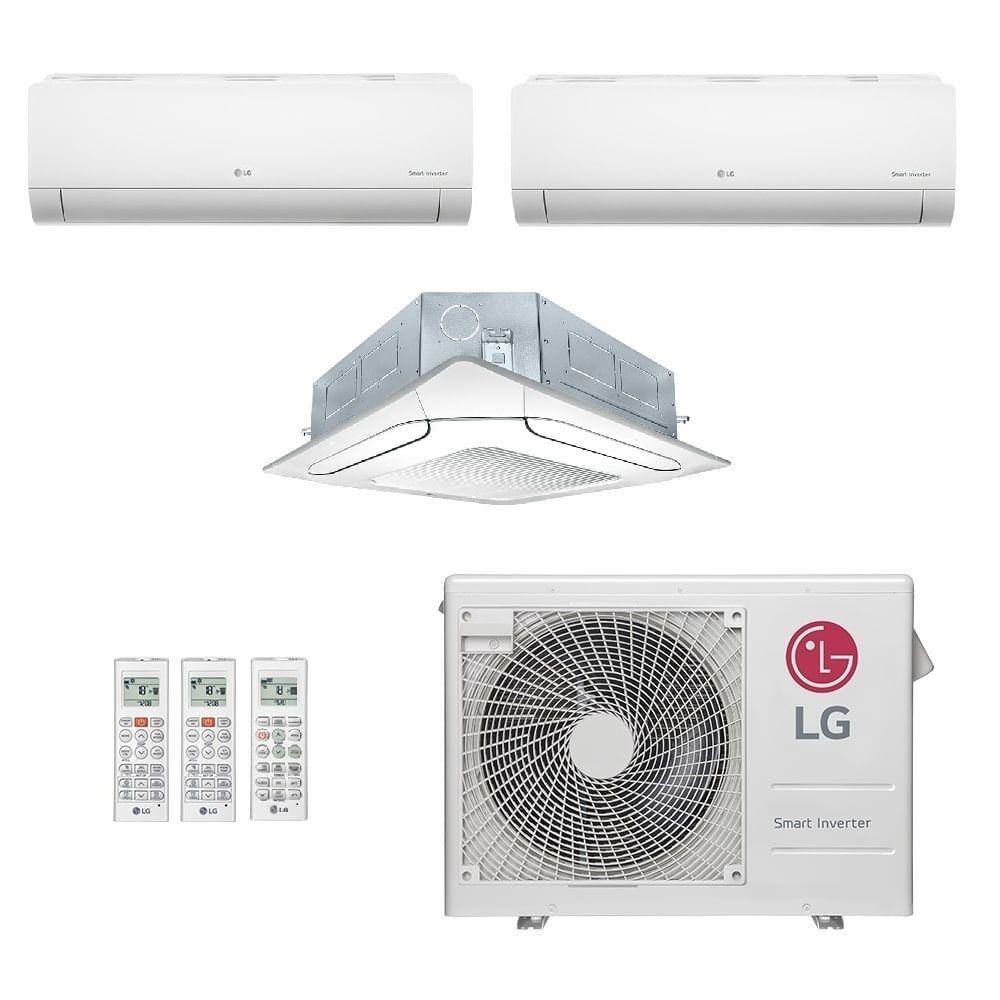 Ar-Condicionado Multi Split Inverter LG 30.000 BTUs (2x Evap HW 9.000 + 1x Evap K7 4 Vias 24.000) Quente/Frio 220V - 220V