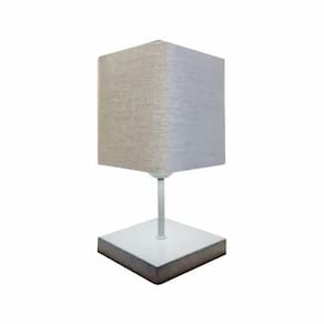 Abajur Quadrado de Mesa Branco Tecido 15/13x13 Cinza Bivolt