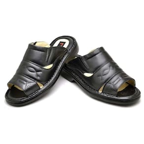 Chinelo Masculino Conforto Couro Preto 2600