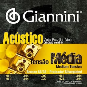 Encordoamento Viola Giannini Gesvam Cebolao Em Re Bronze Prateado