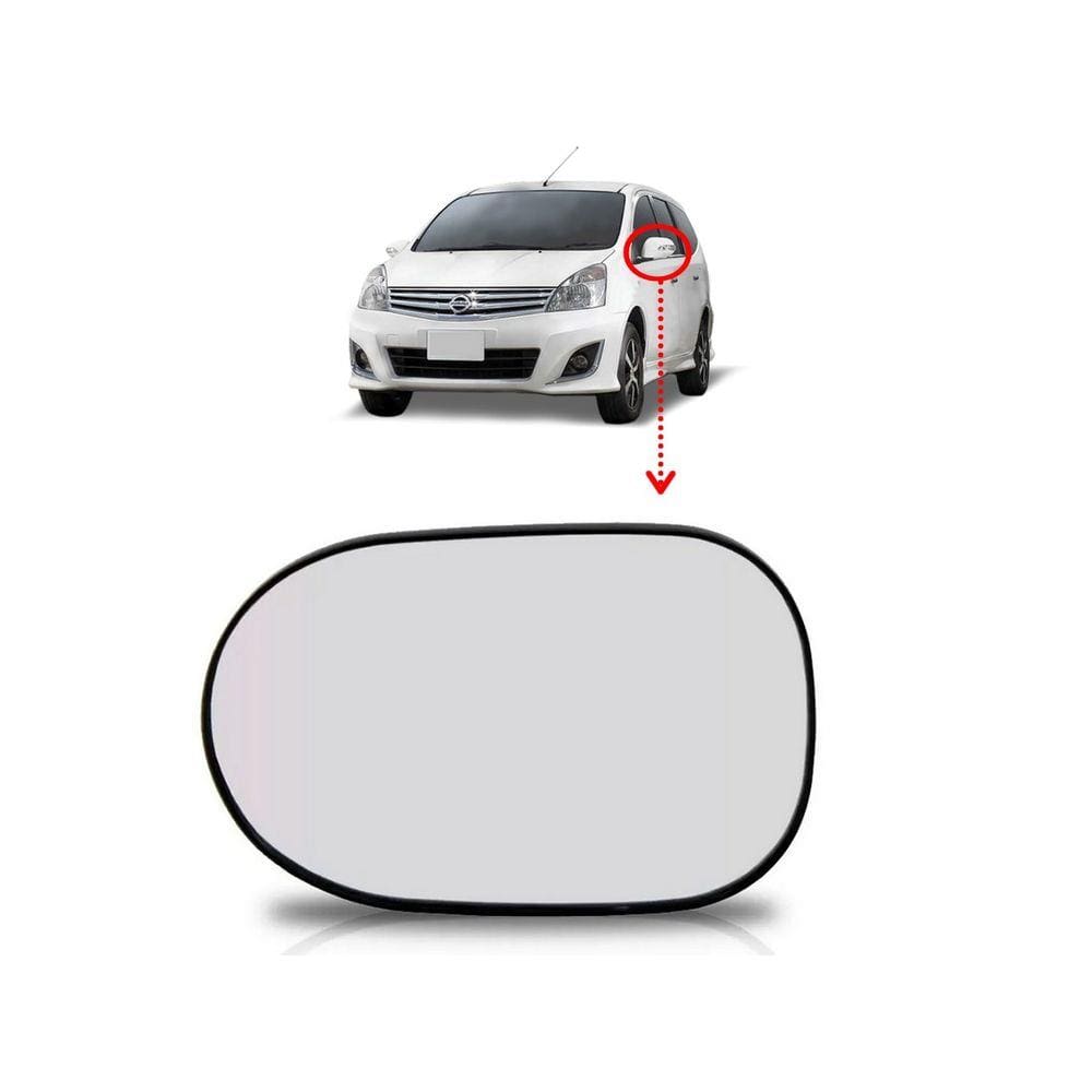 Lente Vidro Retrovisor Nissan Livina Esquerdo 09/14 EB657