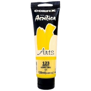 Tinta Acrílica Arts Corfix 120ml Cor Amarelo Cádmio 123 G1
