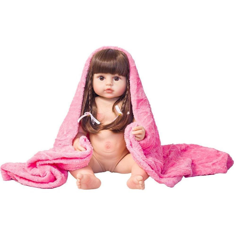 Boneca Bebe Reborn Realista Silicone + Pente e Escova - Cor