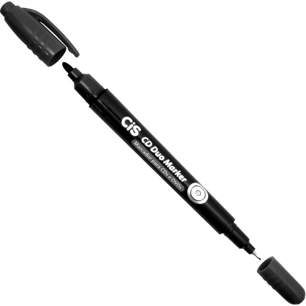 Caneta Para Cd 1.0Mm Cis Duo Marker 2Pontas Preto