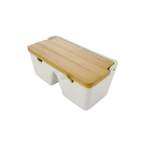 Saleiro Com Tampa E 2 Divisórias Em Cerâmica Lyor 19X9X9Cm