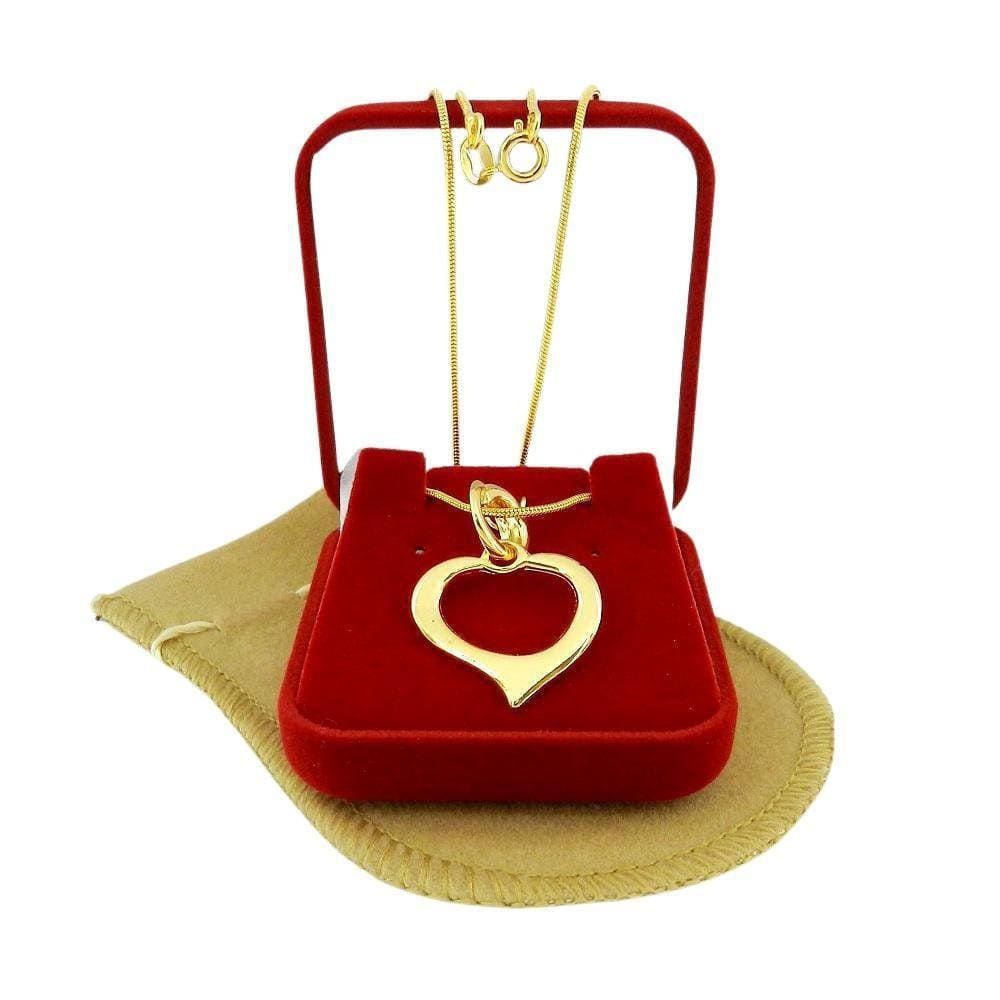 Corrente Feminina 45Cm 1Mm Coração Folheado Ouro Cr285