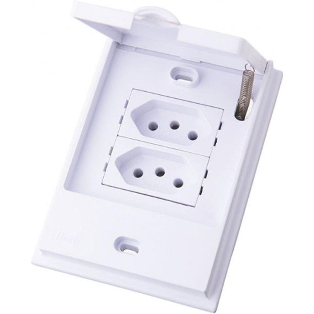 Cj Tomada Dupla 10A - Blux B.L`Acqua Branco - Bba10843-1Br