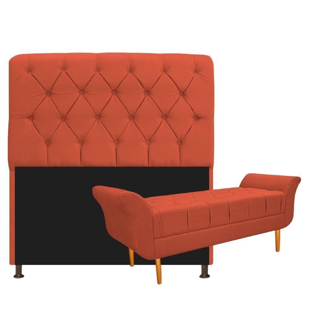 Cabeceira Lady E Recamier Ari 140 Cm Casal Suede Terracota