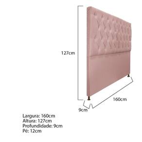 Cabeceira Sofia 160cm Queen Size Suede Rosê