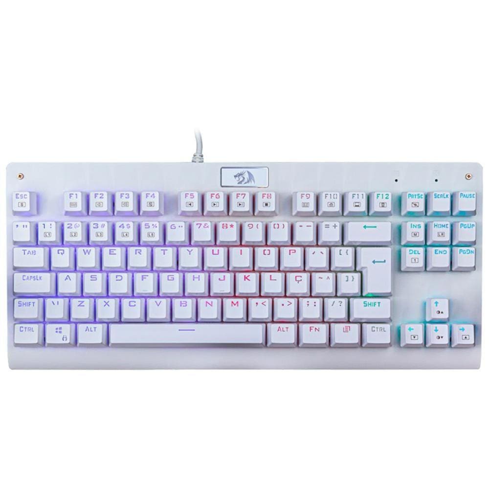 Teclado Mecânico Redragon Dark Avenger Lunar White - ABNT2 - RGB - Switch Azul - K568W-RGB BLUE