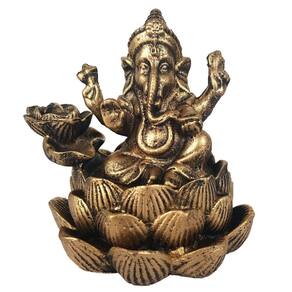 Incensário ganesha cascata flor de lotus incenso cone backflow