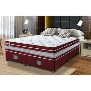 Conjunto Cama Box Queen de Molas Ensacadas Cama inBox Select Euro Soft 158x198x71 Vinho