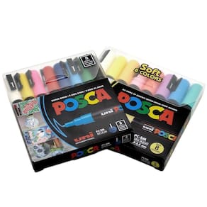 Kit Posca Uni-ball PC-5M Soft Colors 8 Cores + PC-3M 8 Cores