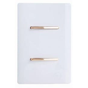 Cj Interruptor Duplo (1Simples + 1Paralelo) Com Suporte 4X2 - Dicompel Novara Branco Gold - Dnv1200/7Brgd