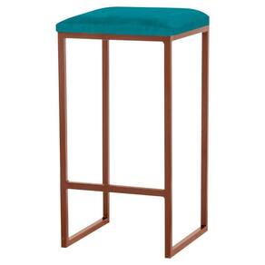 Banqueta Billie Base Bronze Suede Azul Claro Gran Belo
