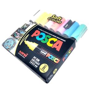 Caneta Posca Uni-ball PC-5M Soft Colors Tons Pastel 8 Cores