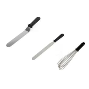 Kit 3 Pçs Preto - Batedor + Espátula C Dobra + Espátula Lisa