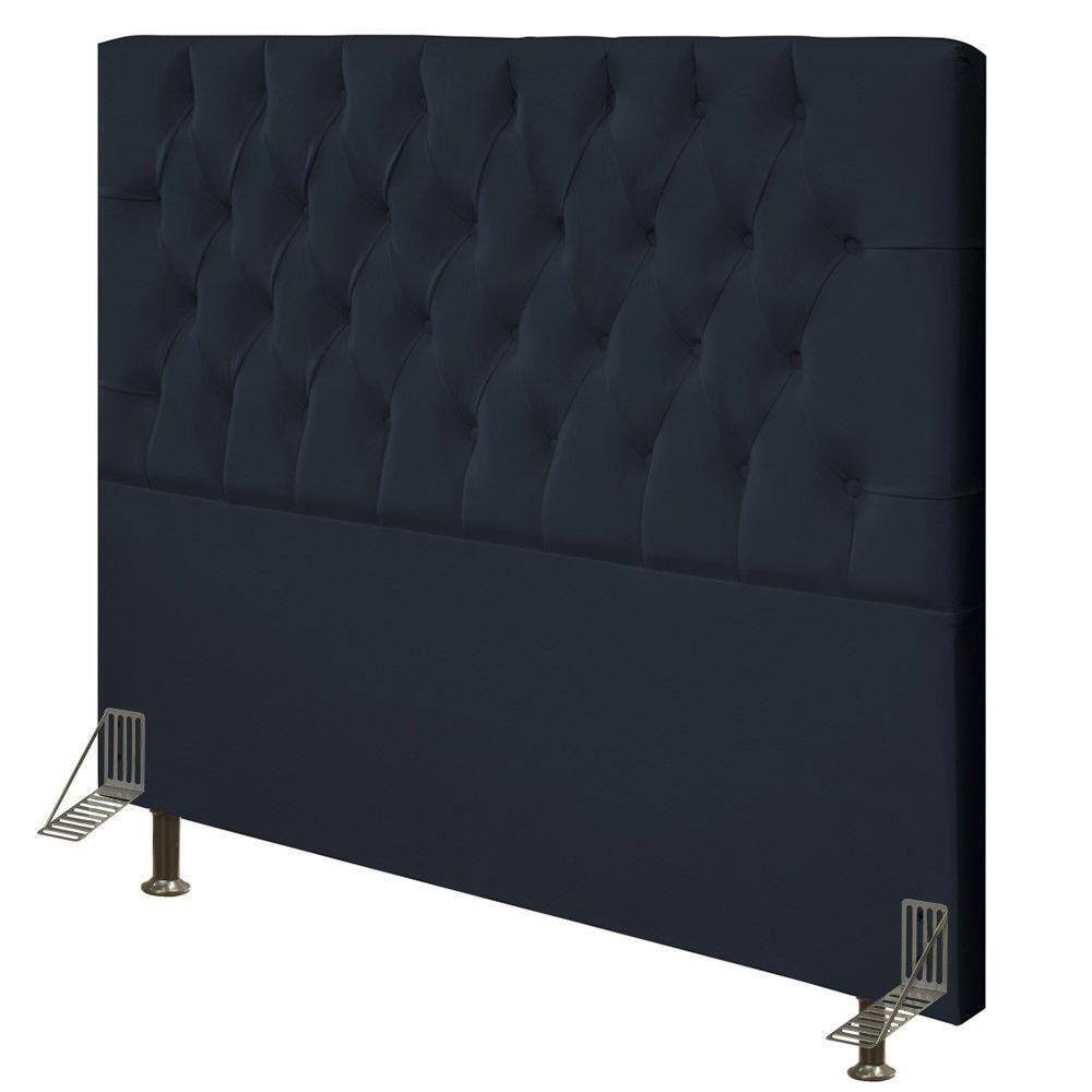 Cabeceira Cama Box Casal King 193cm Diamante D10 Suede Preto
