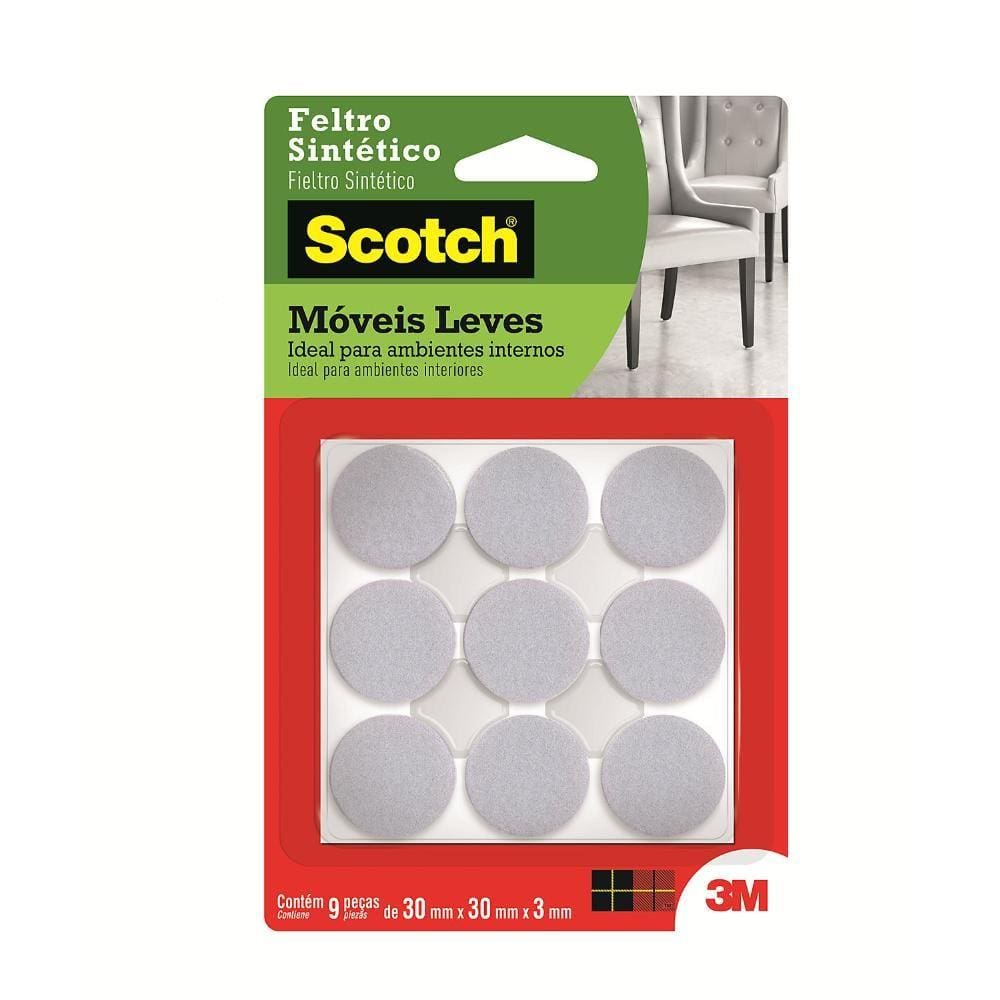 Feltro Sintético para Móveis Leves 3M Scotch Redondo Branco Grande - 9 unidades
