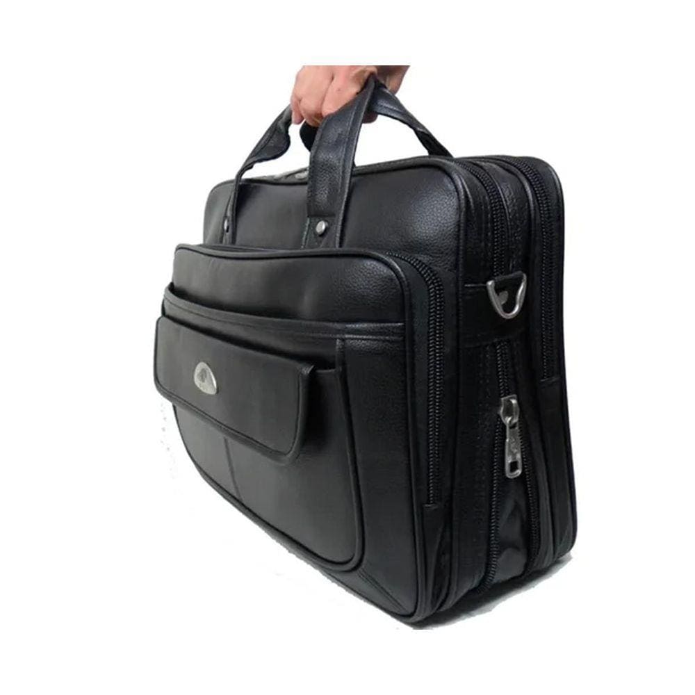 Pasta Couro Executiva Masculina Notebook Kvn 898 Preta