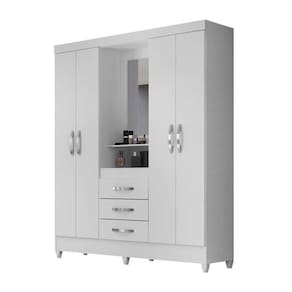 Guarda Roupa Capri Branco/Rosa Flex 4 Portas 3 Gavetas Moval