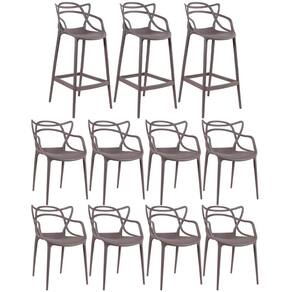 KIT - 3 x banquetas Allegra + 8 cadeiras Allegra