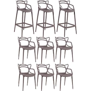 KIT - 3 x banquetas Allegra + 6 cadeiras Allegra