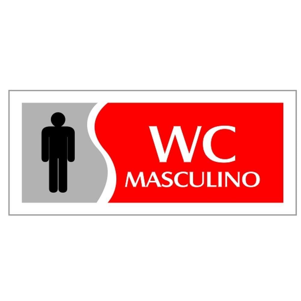 Placa - Wc Masculino - Vermelha / Em Ps 20 X 7Cm Emplac Br