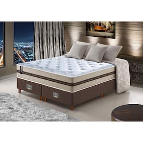 Conjunto Cama Box Queen de Molas Ensacadas com Espuma D26 Cama inBox Select Basic 158x198x65 Bege