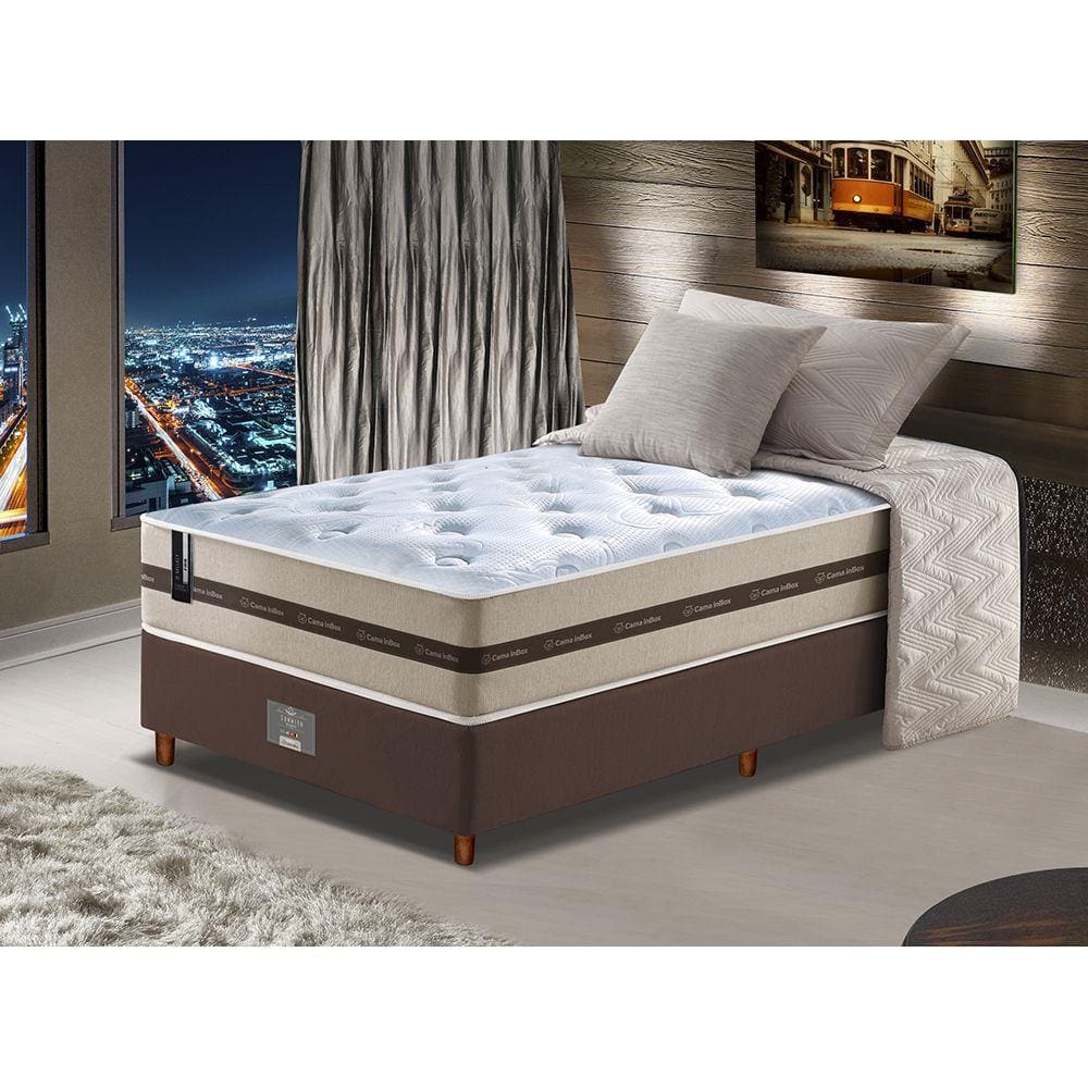 Conjunto Cama Box Solteiro de Molas Ensacadas com Espuma D26 Cama inBox Select Basic 88x188x65 Bege