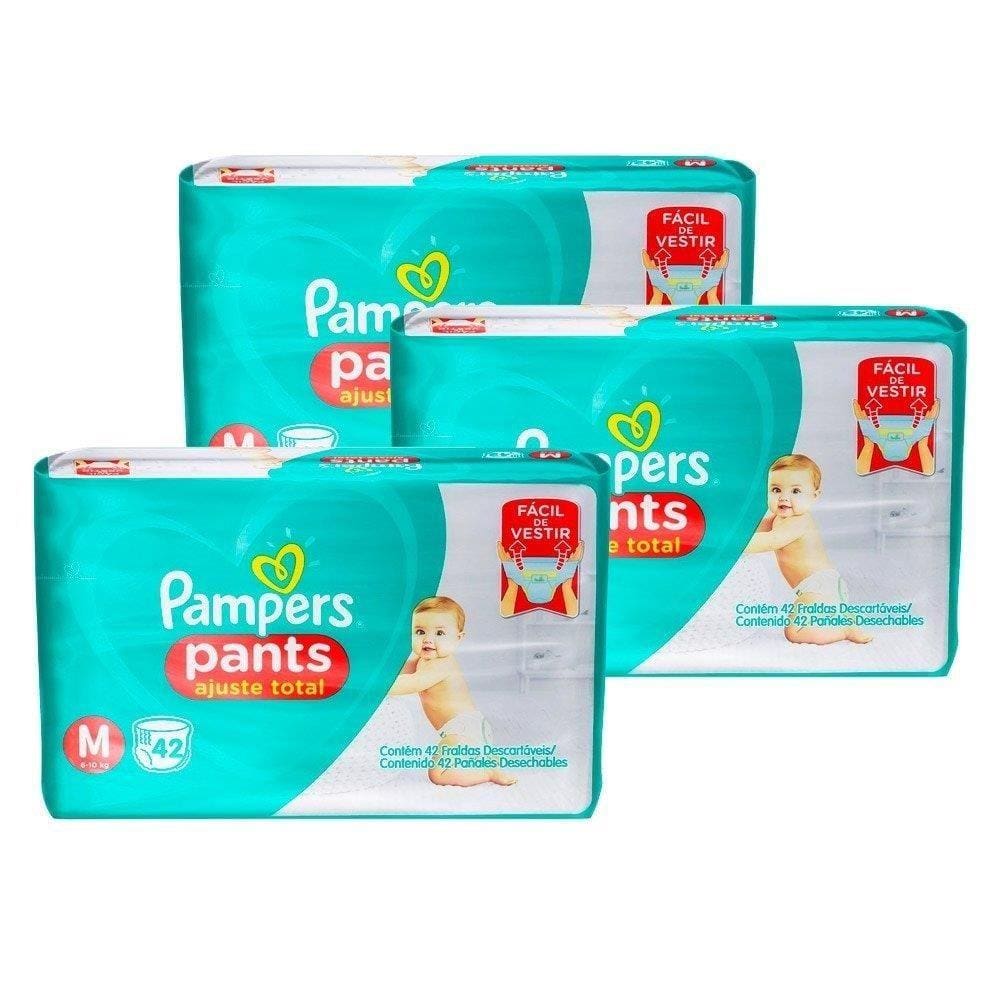 Fralda Descartável Pampers, Pants Mega Média - 4 Pacotes com 42 Tiras