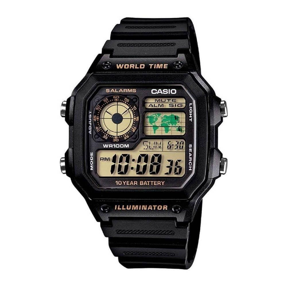 Relógio Casio Masculino Quadrado 5 Alarmes Ae-1200Wh-1Bvdf