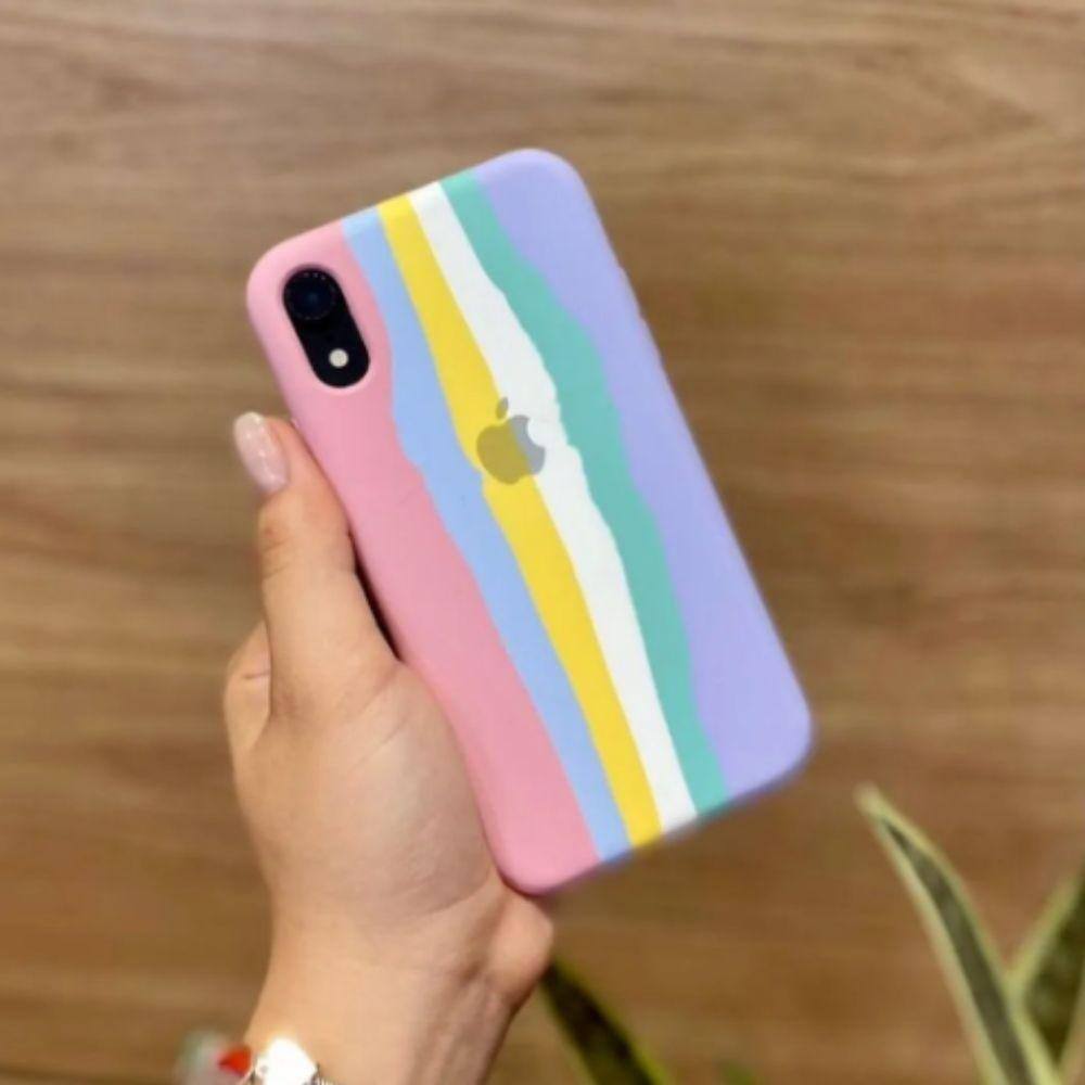 Case Silicone Com Logo Aveludada Arco Iris Iph Xr | Casas Bahia